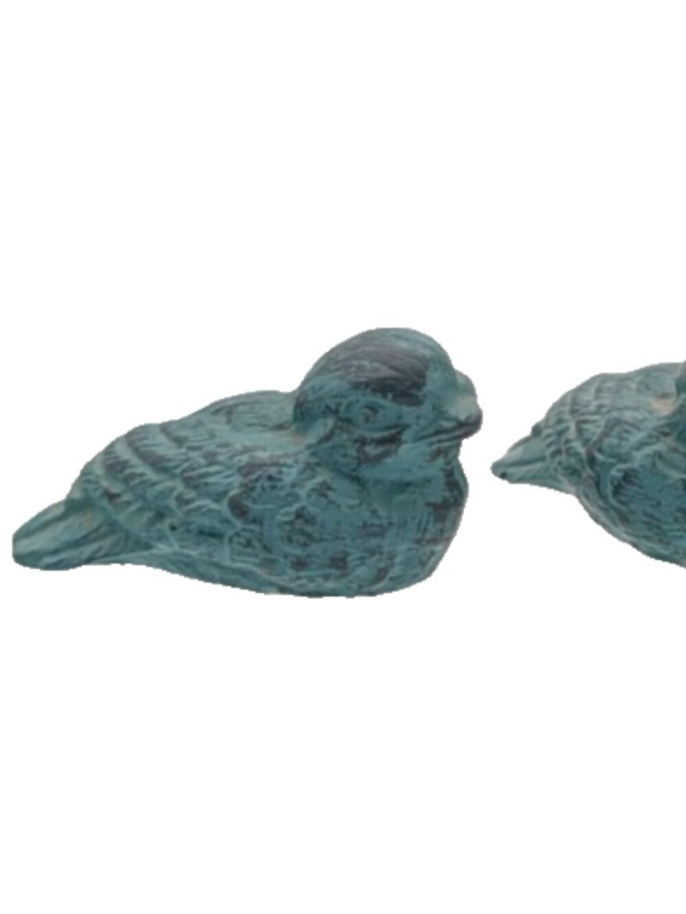 small pair of bird figurines farmhouse nature or garden style greenish color